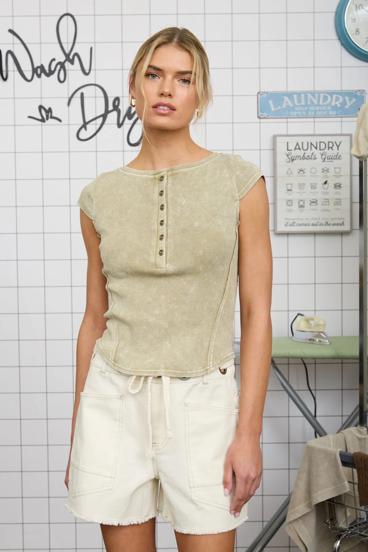 BP Washed Short Sleeve Henley