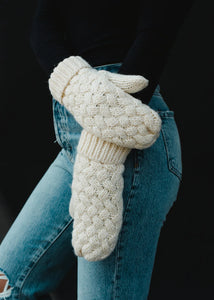 Pan Cream Knit Mittens