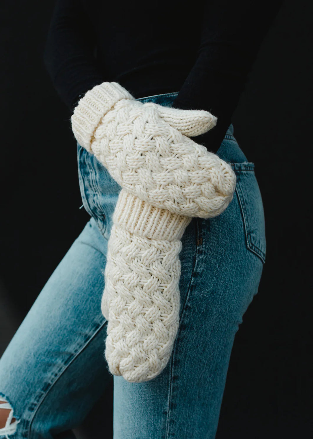 Pan Cream Knit Mittens