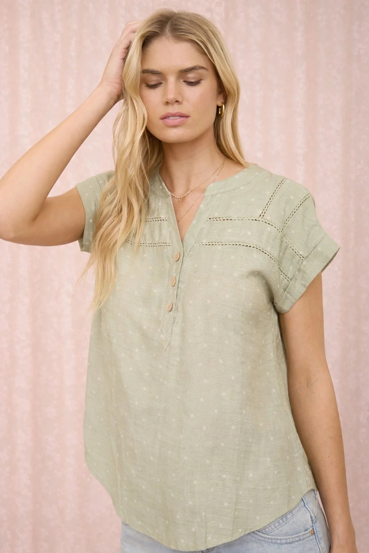 BP Olive Polka Dot Top