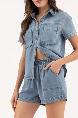 BP Denim Short Sleeve Button Down