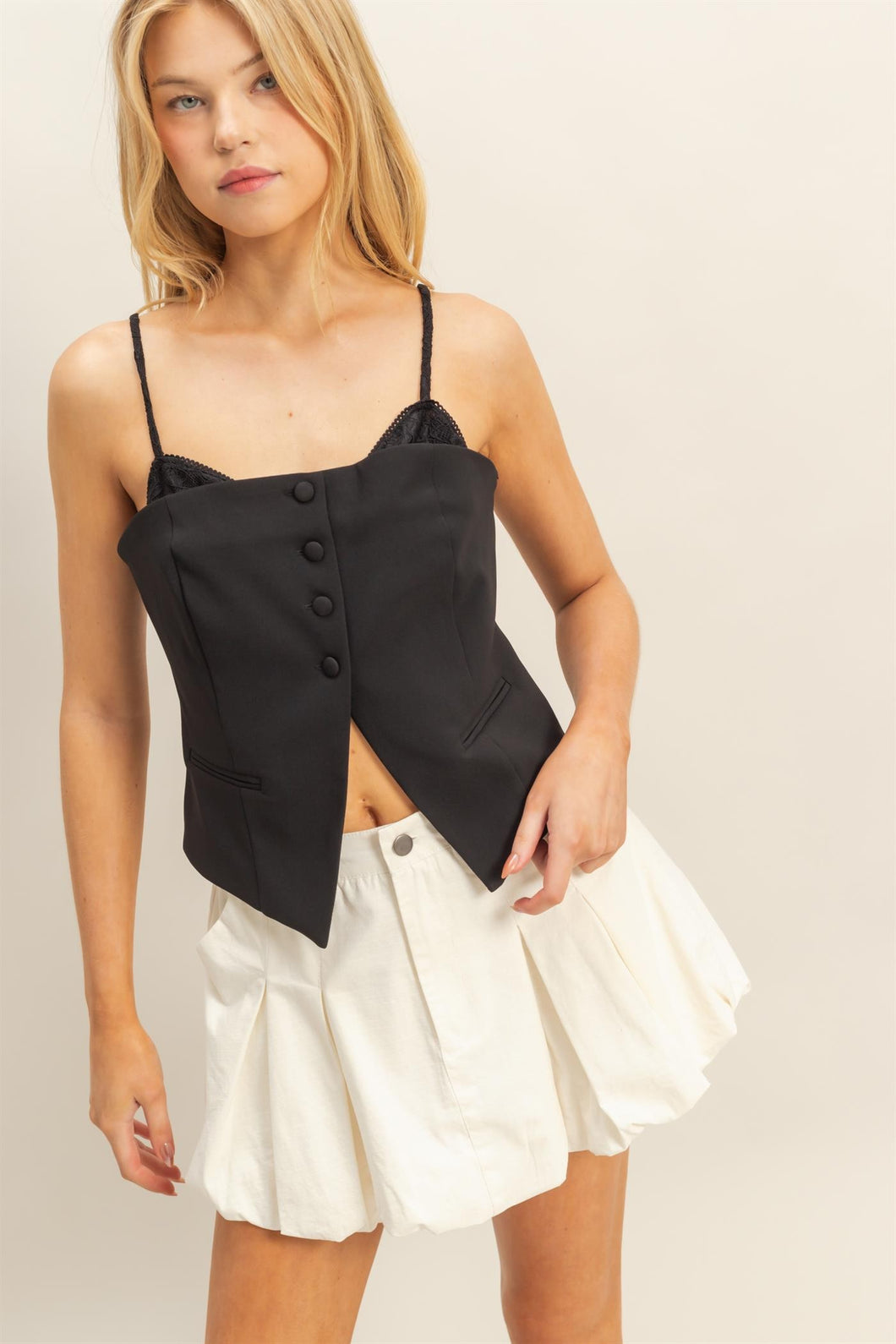 HF Button Vest Crop