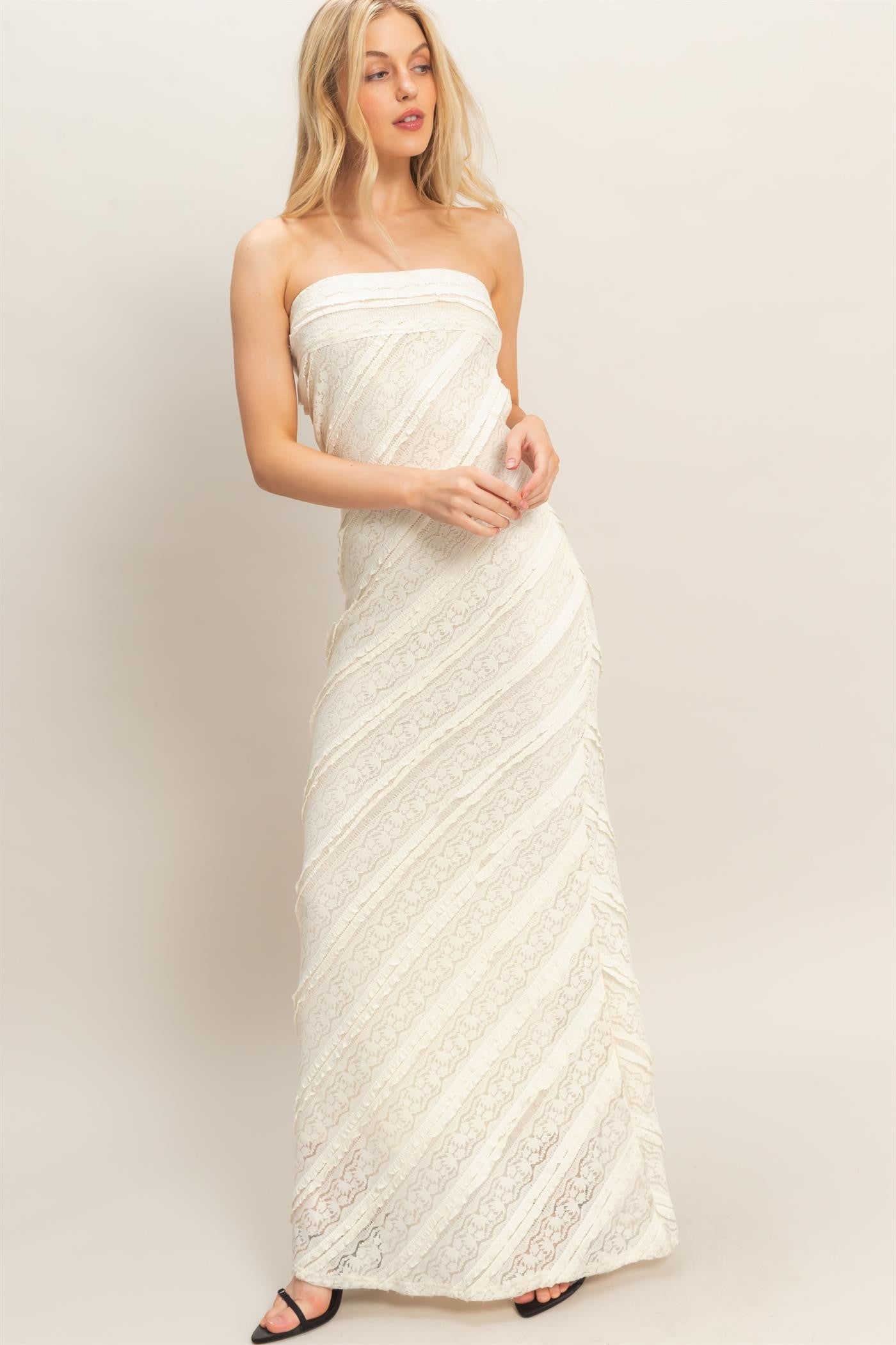 HF Ruched Strapless Maxi