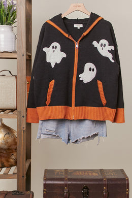 MEL Embroidered Ghost Zip Hoodie