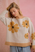 BB Daisy Floral Ribbed Sweater