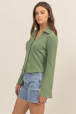 HF HF25A003-Knit Button Down Shirt