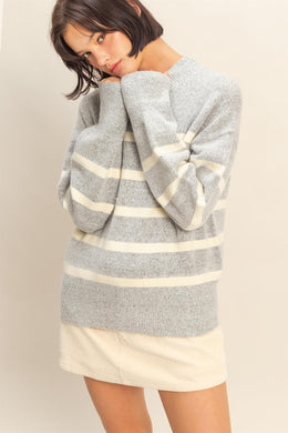HF Stripe High Neck Sweater