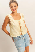 HF Yellow Gingham Ruffle Top