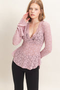 HF Lace V-neck Flare Top