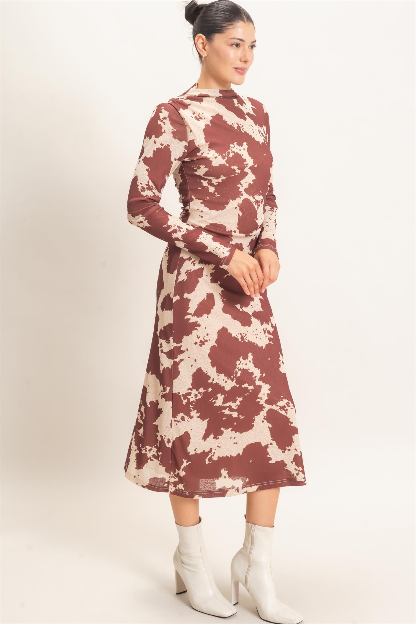 HF Cow Print Midi Dress