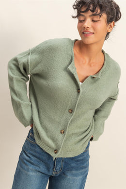 HF Roll Neck Button Down Cardigan