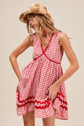SM Red Ric Rac Trimmed Mini Dress