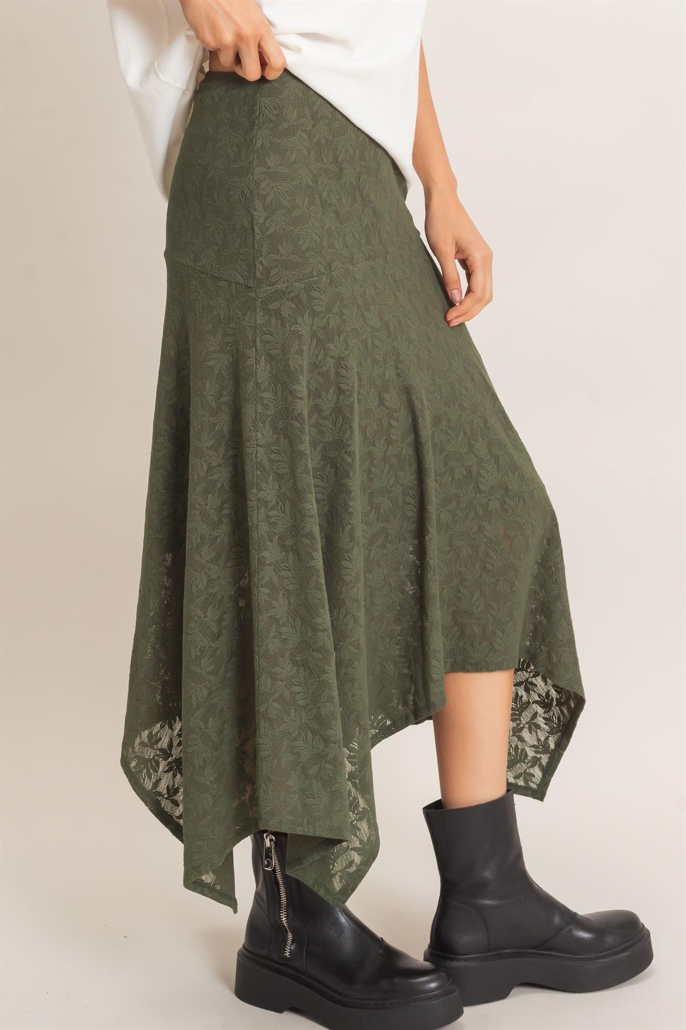 HF Floral Lace Hanky Hem Skirt