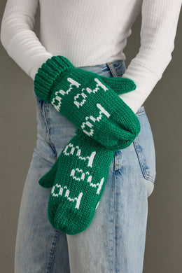 PAN Green Mittens Ho Ho Ho