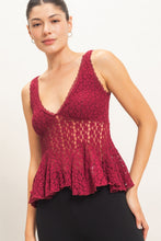 Load image into Gallery viewer, HF Lace V-neck Peplum Top