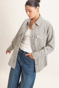 HF White/Black Plaid Shacket