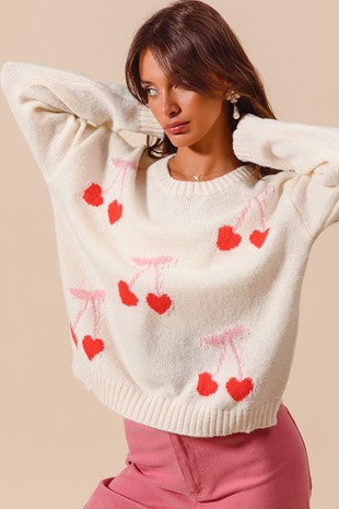 SM Heart Cherry Sweater