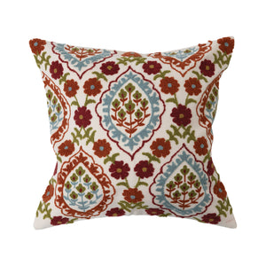Floral Embroidered Pillow