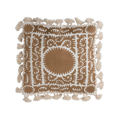 Gold Embroidered Tassel Pillow