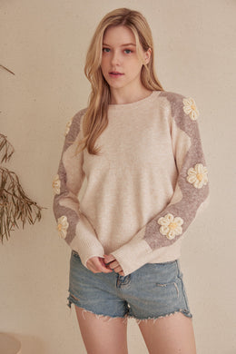 MEL Floral Fuzzy Sweater