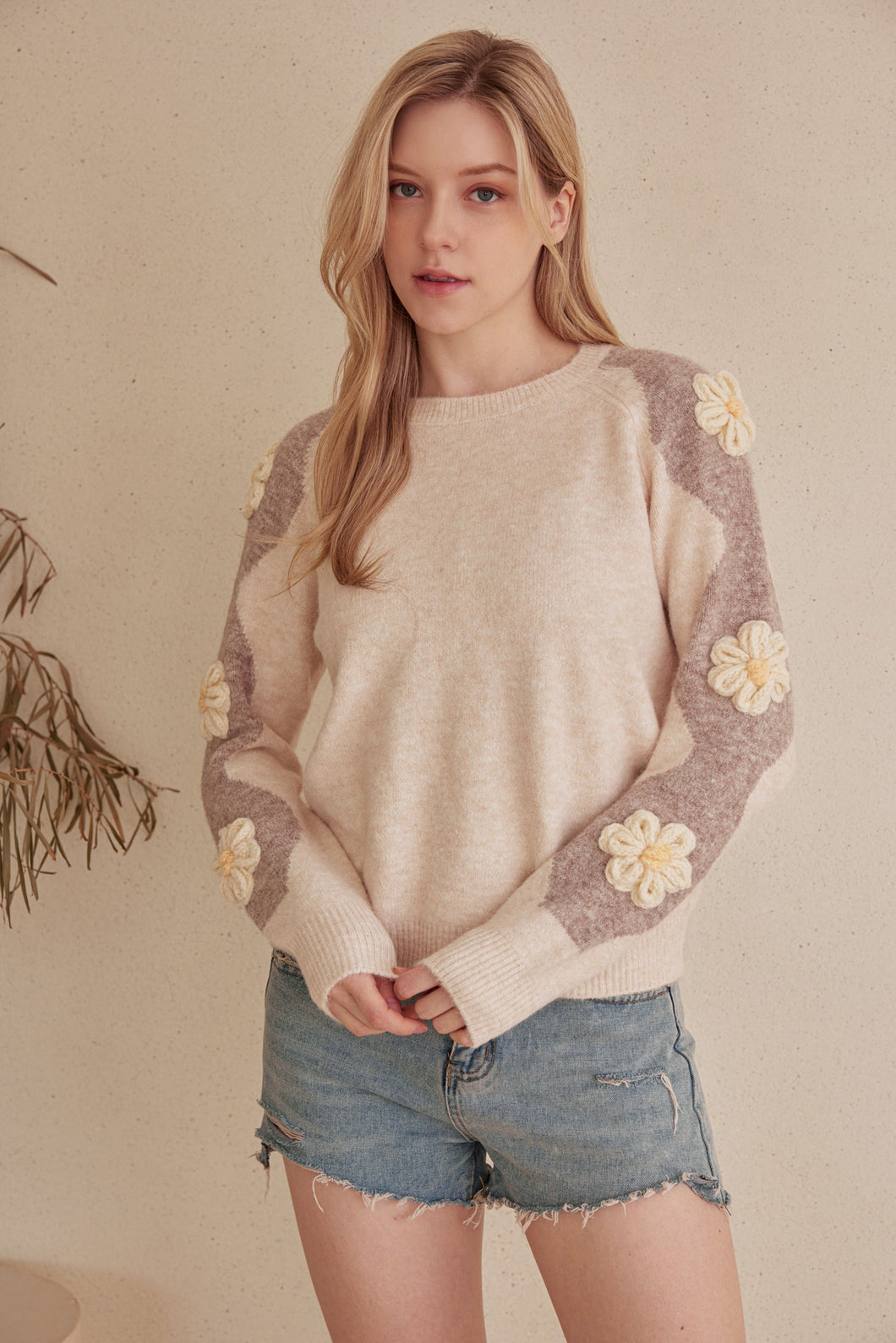 MEL Floral Fuzzy Sweater