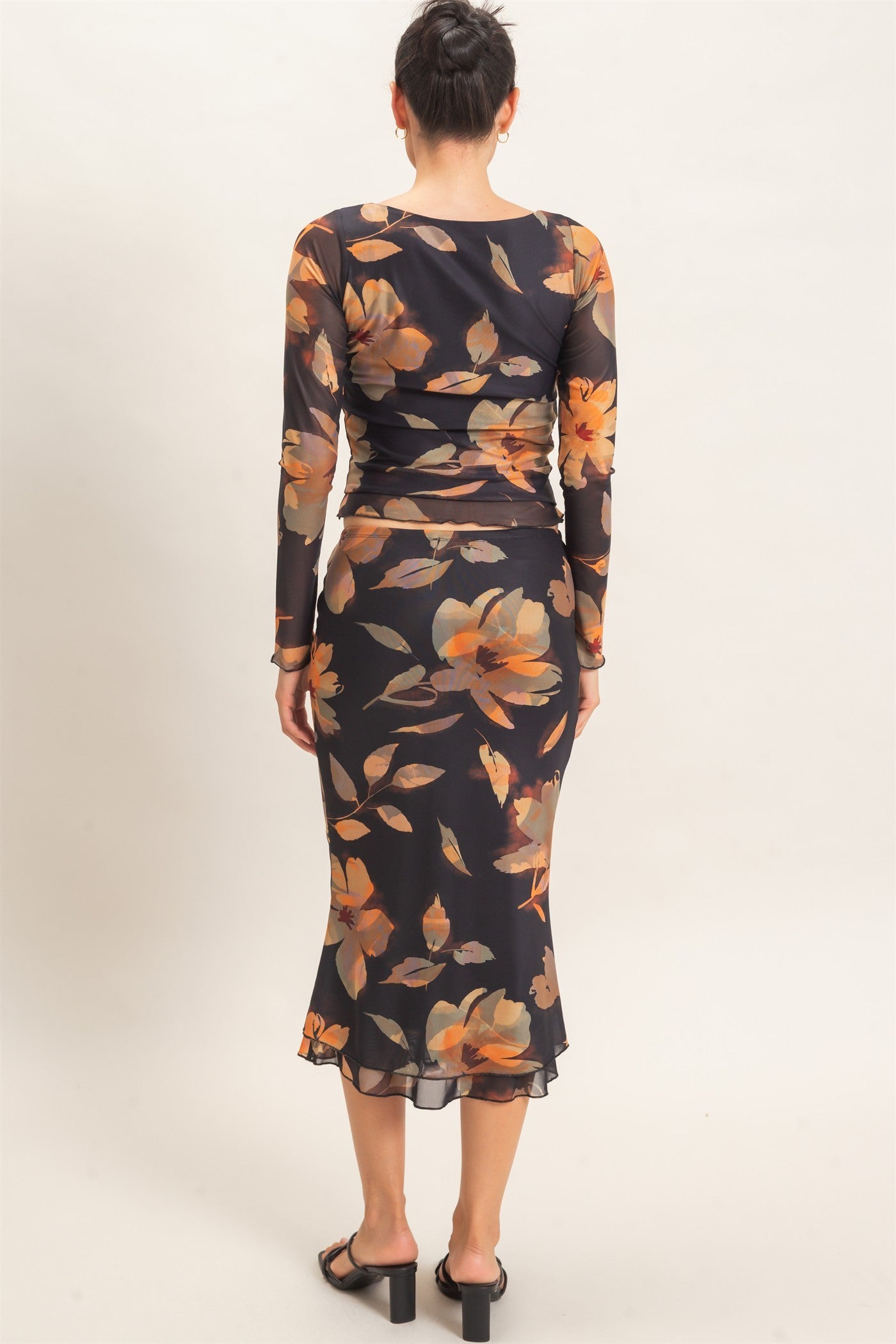 HF Floral Mesh Top and Skirt SET