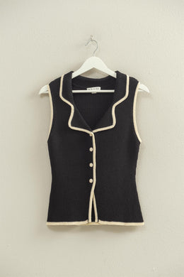 HF Knit Contrast Trim Vest