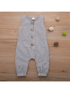 Black/White Stripe Overall Jumpsuit