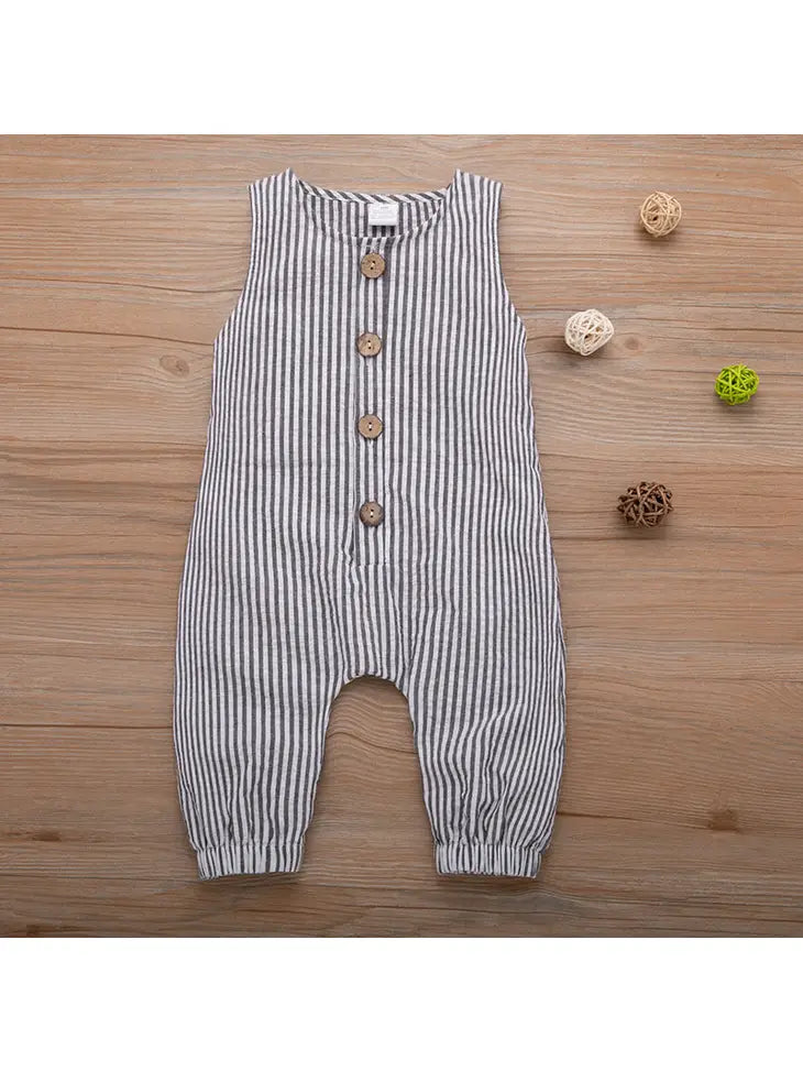 Black/White Stripe Overall Jumpsuit