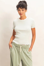 Load image into Gallery viewer, HF Striped Ribbed Short Sleeve Knit Top