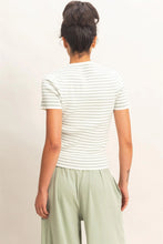 Load image into Gallery viewer, HF Striped Ribbed Short Sleeve Knit Top