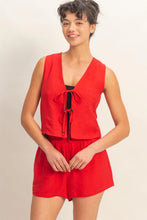 Load image into Gallery viewer, HF Tie-Front Vest/Elastic Waist Shorts SET