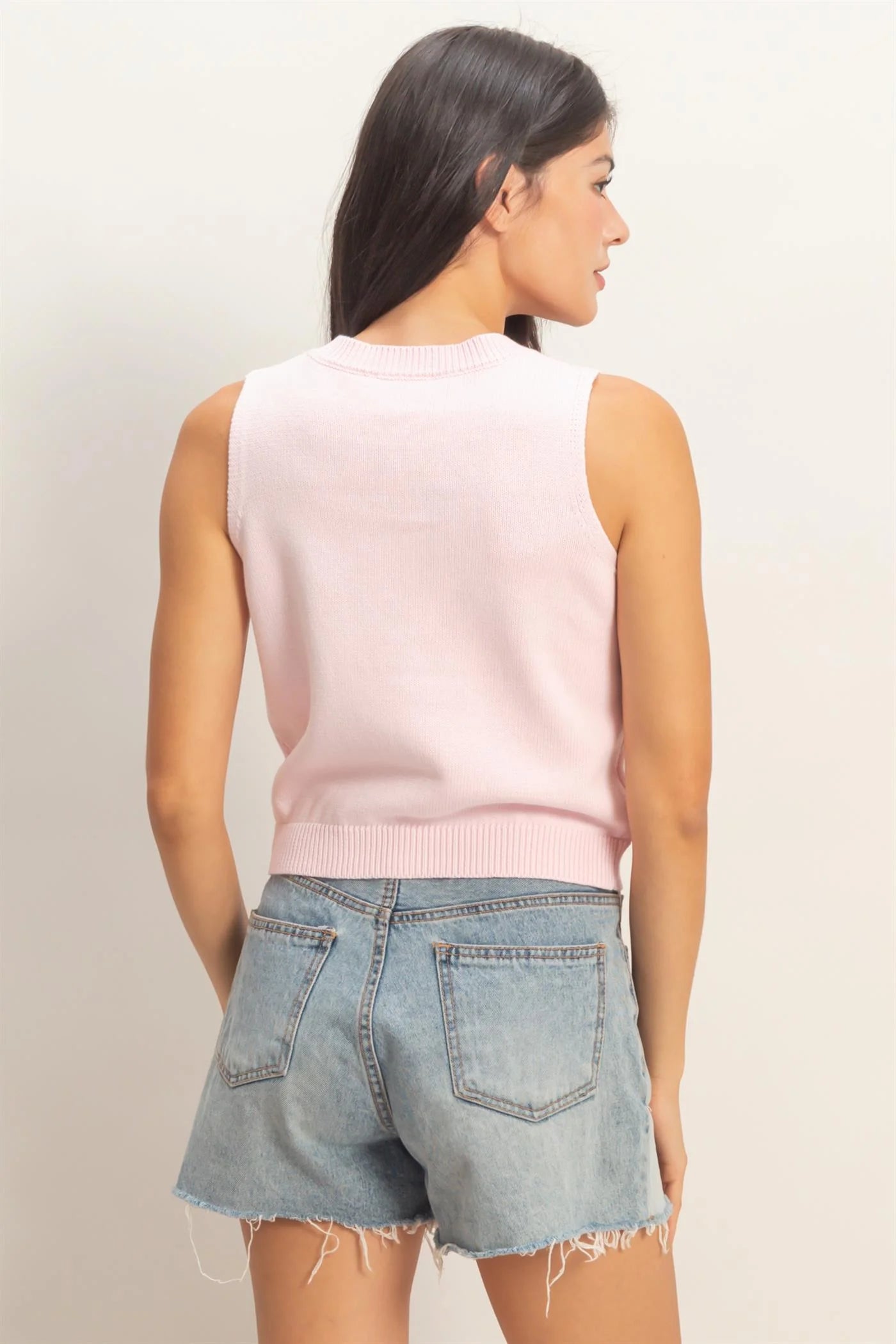 HF Strawberry Sleeveless Knit Top