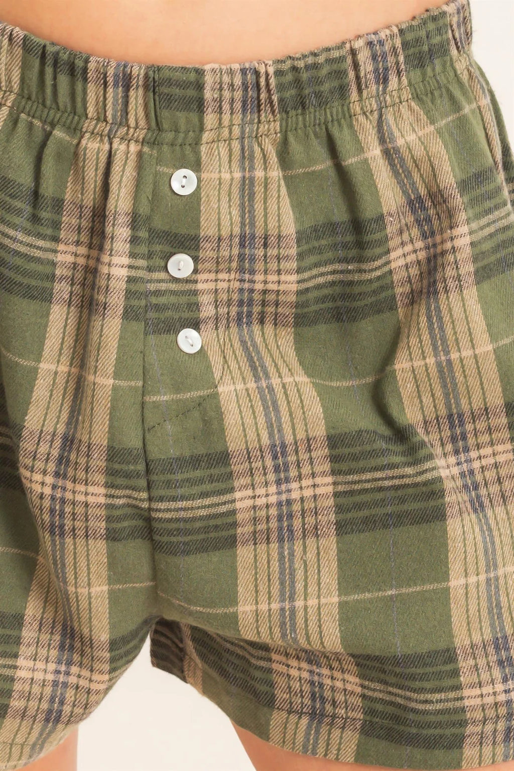 DZ Plaid Button Front Shorts
