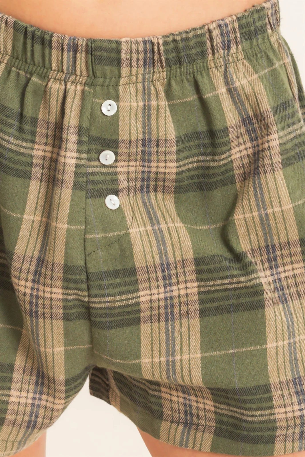 DZ Plaid Button Front Shorts