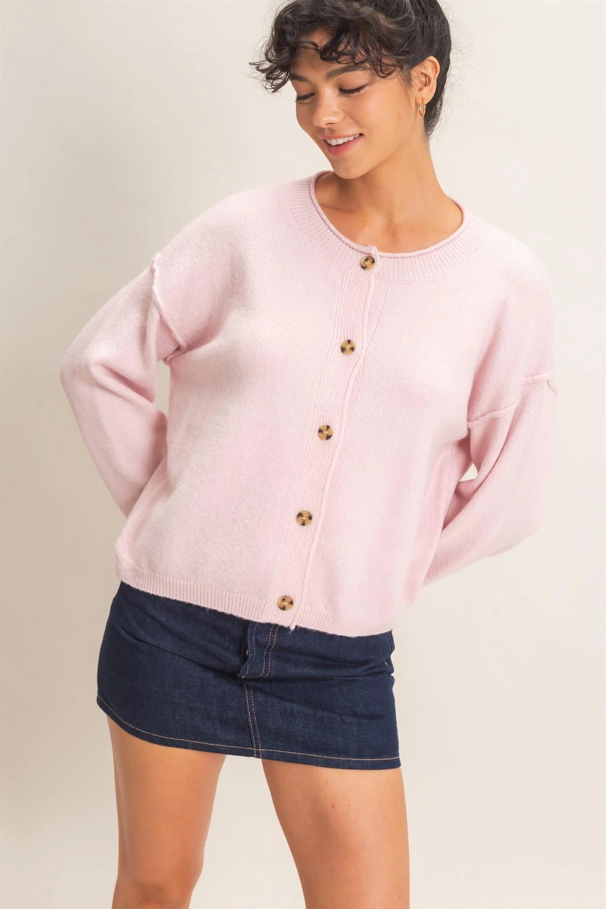 DZ Crew Neck Loose Fit Cardigan