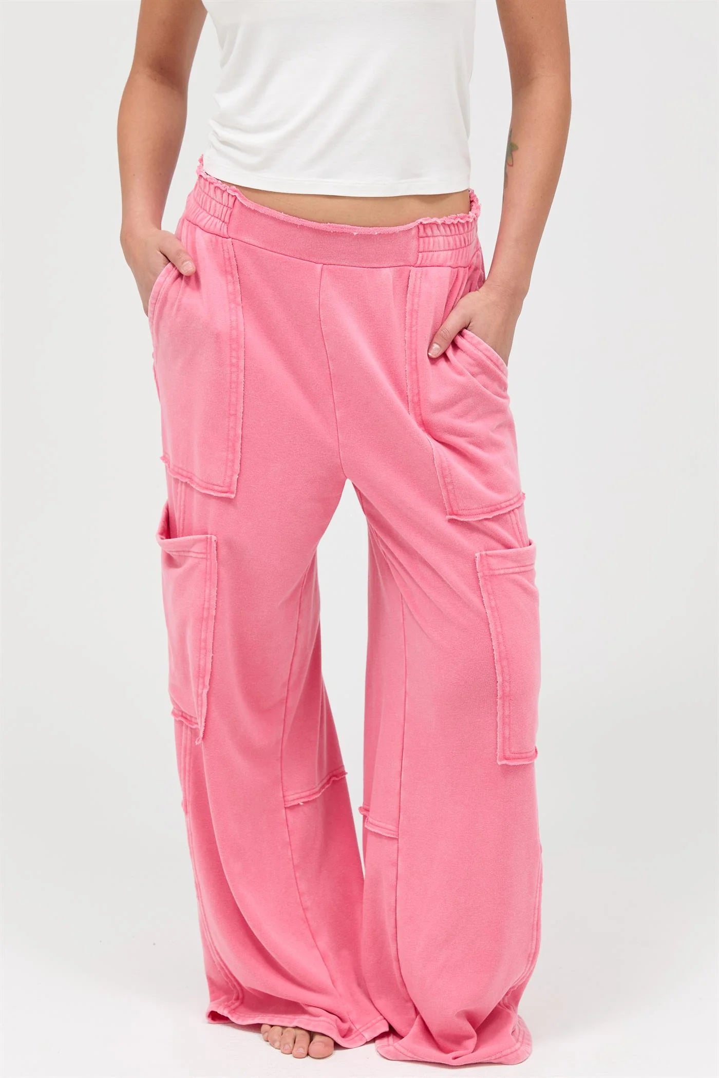 HF Mineral Wash Wide Leg Cargo Pants