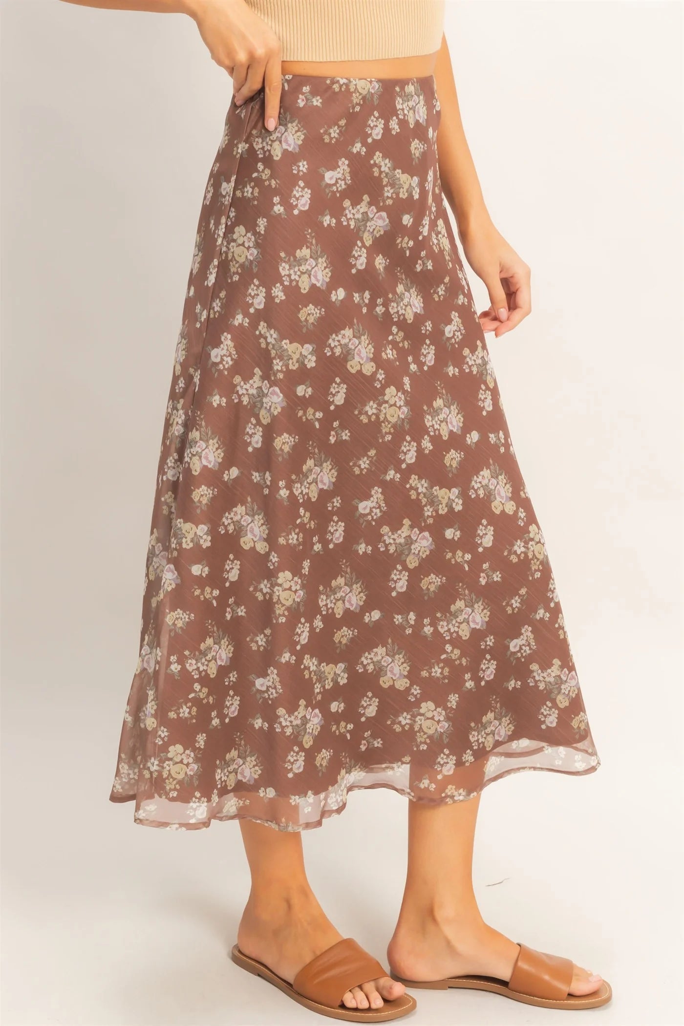 HF Floral Print Bias Skirt