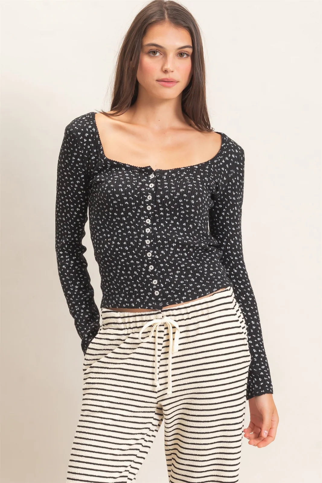 HF Square Neck Button-Up Top
