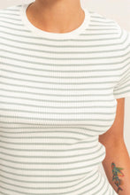Load image into Gallery viewer, HF Striped Ribbed Short Sleeve Knit Top