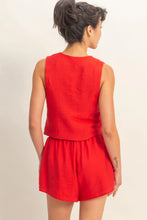 Load image into Gallery viewer, HF Tie-Front Vest/Elastic Waist Shorts SET