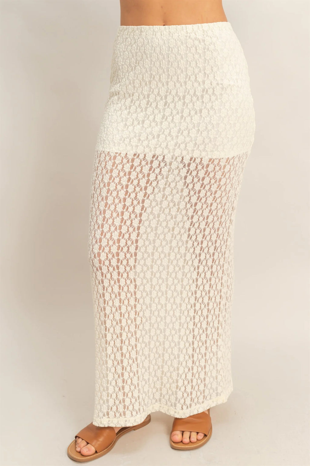 HF Round Neck Lace Top/Skirt SET