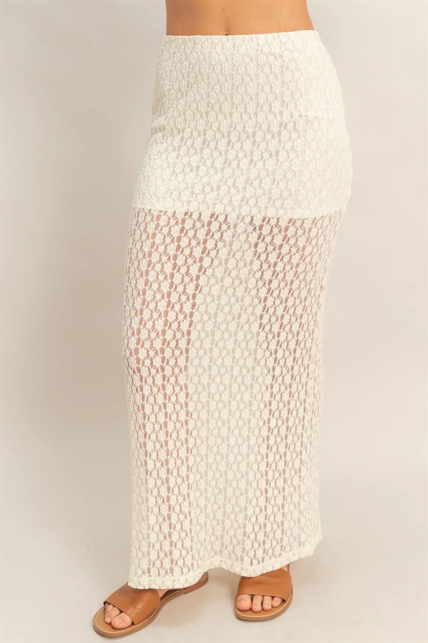 HF Round Neck Lace Top/Skirt SET