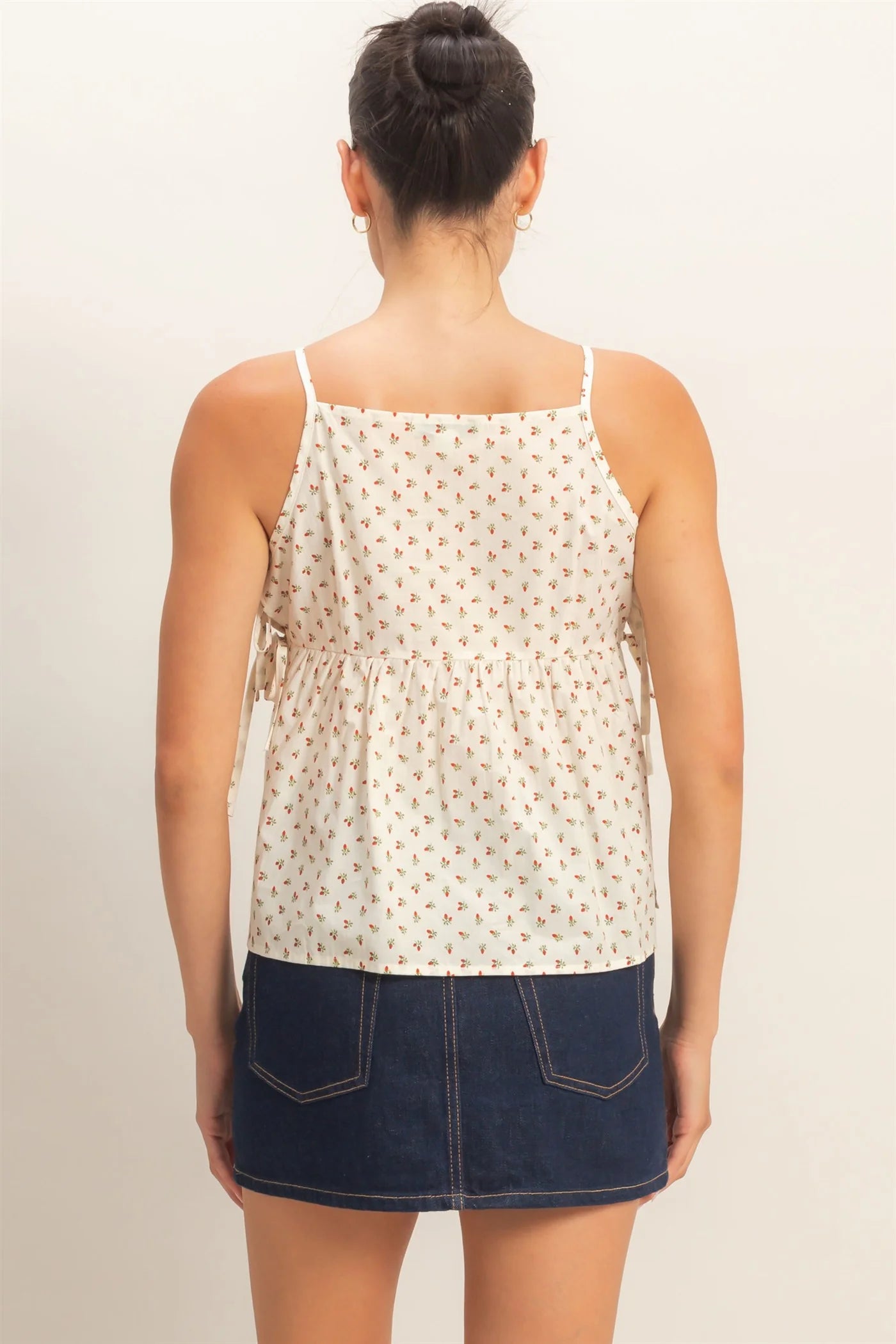 HF Strawberry Print Tie-Side Cami