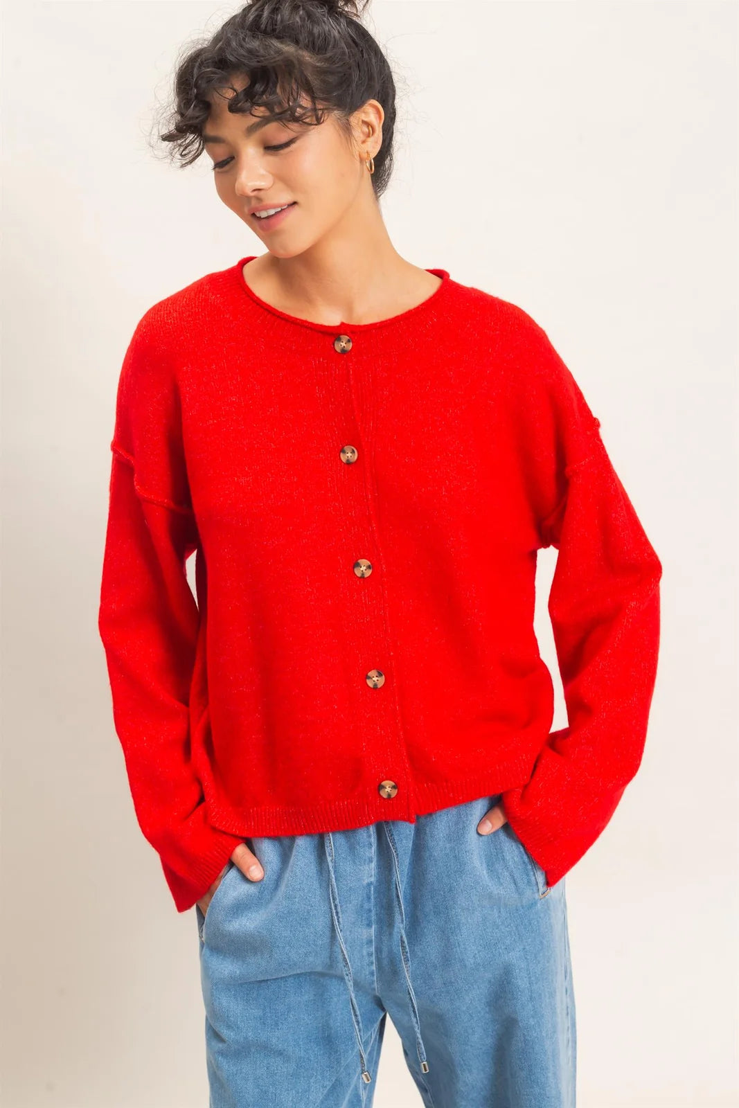 DZ Crew Neck Loose Fit Cardigan