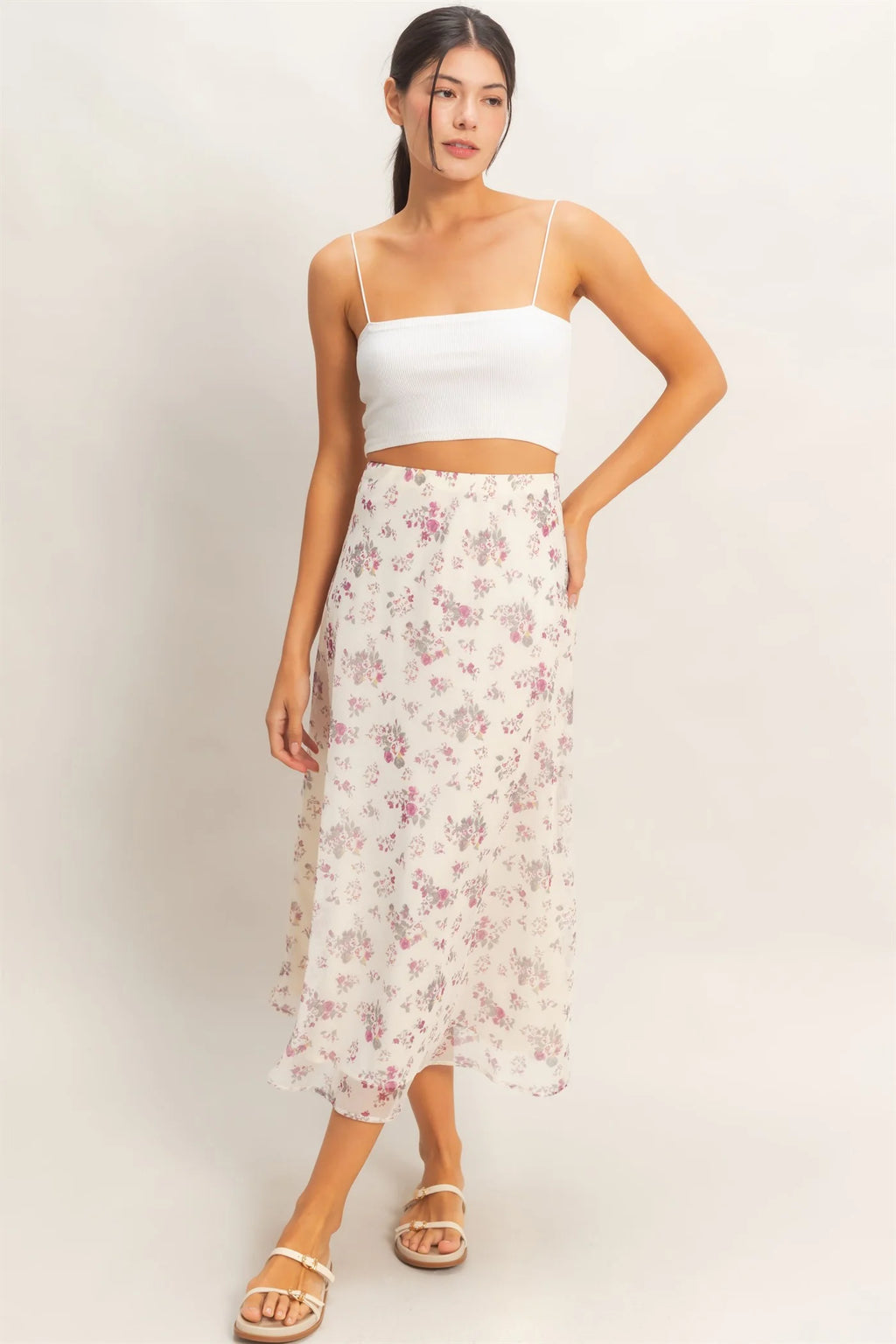 HF Floral Print Bias Skirt