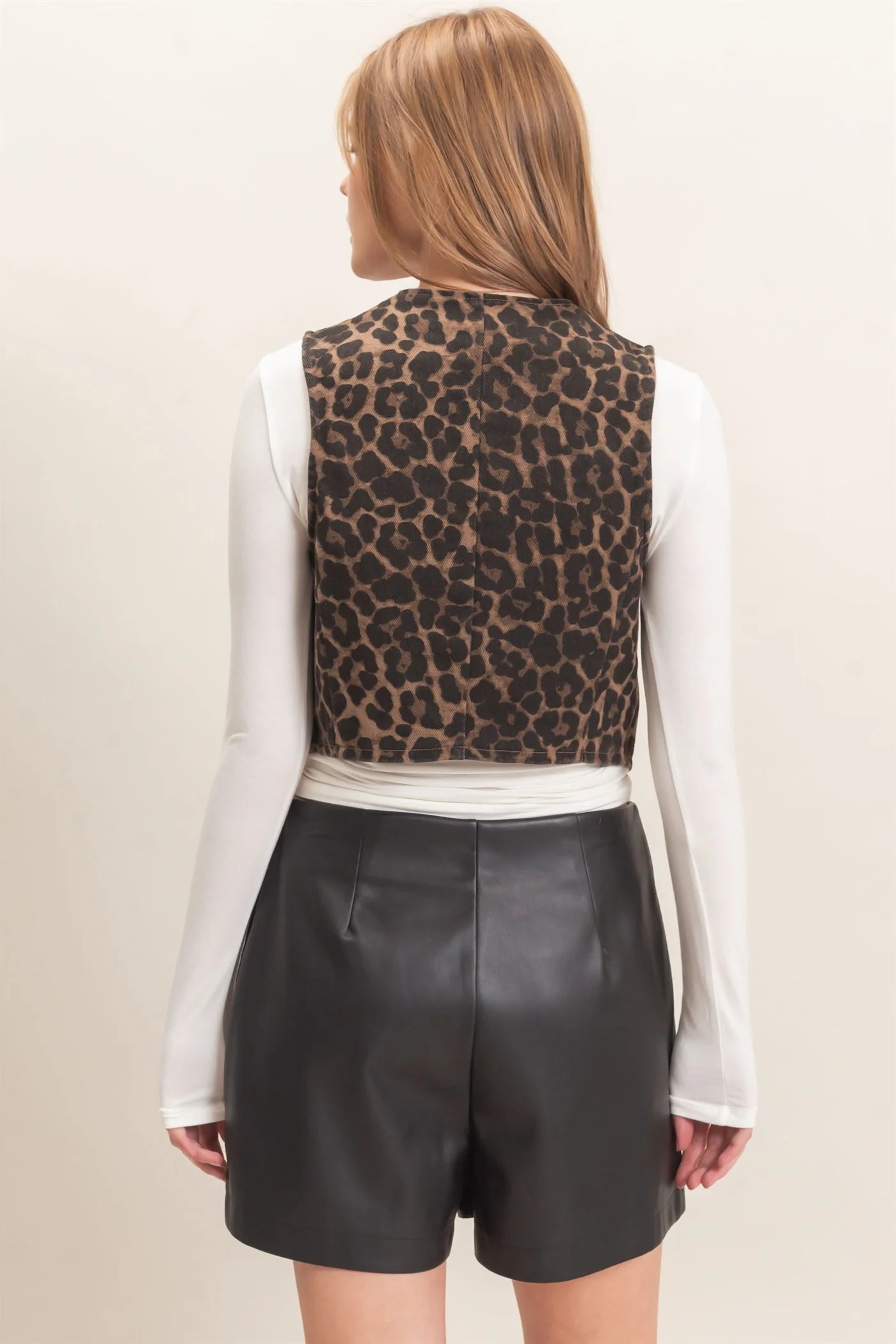 HF Leopard Print Button Vest