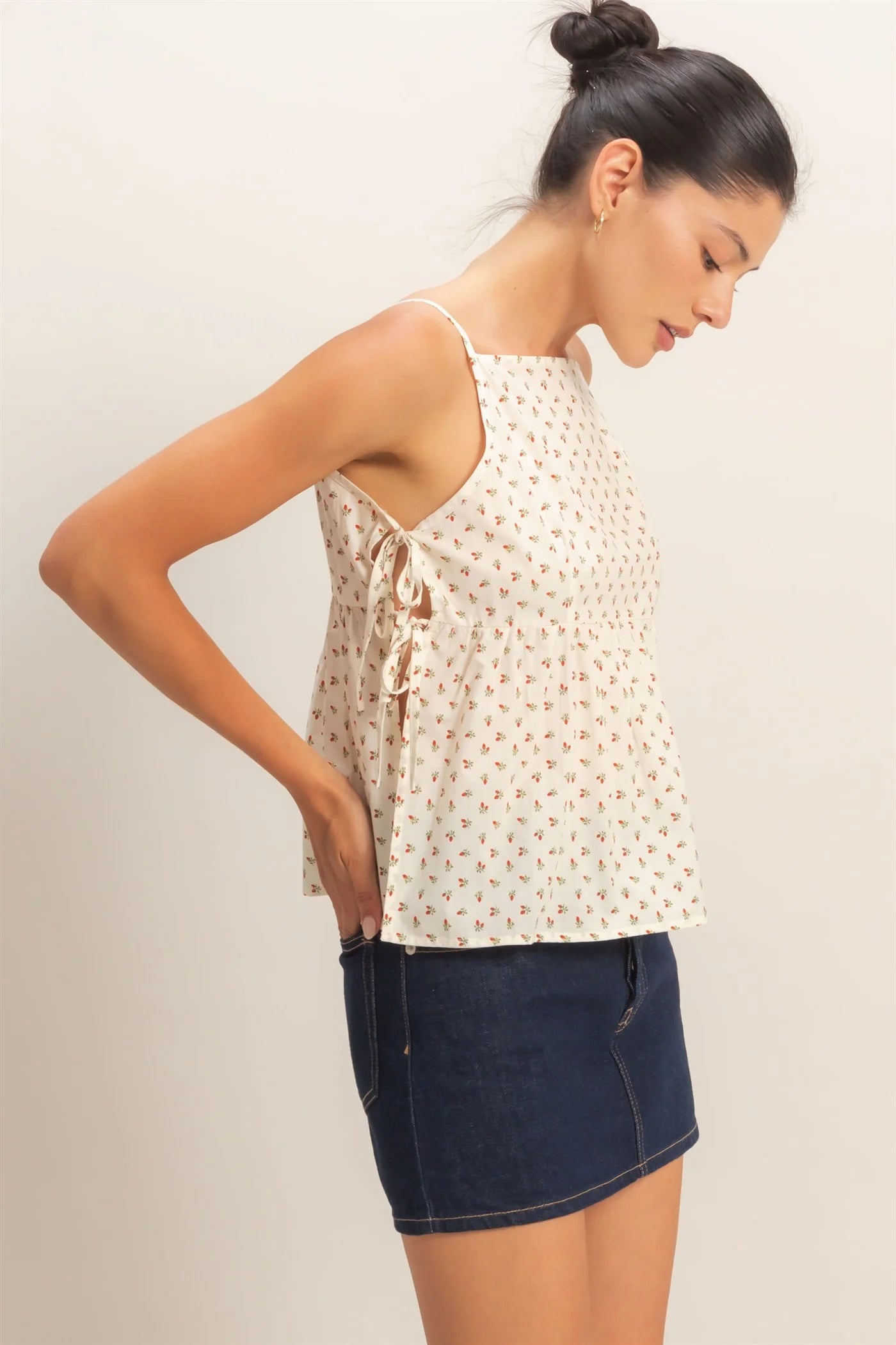 HF Strawberry Print Tie-Side Cami