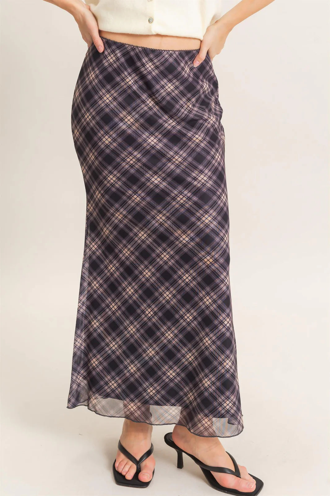 HF Printed Mesh Maxi Skirt