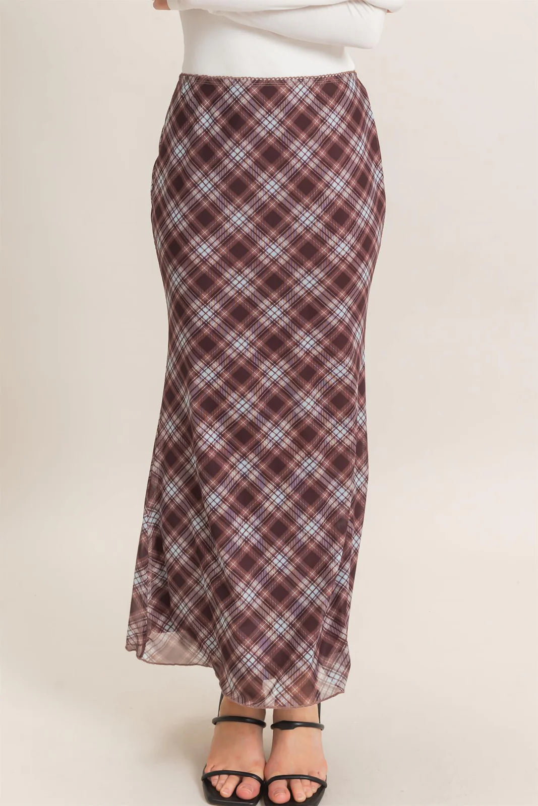 HF Printed Mesh Maxi Skirt
